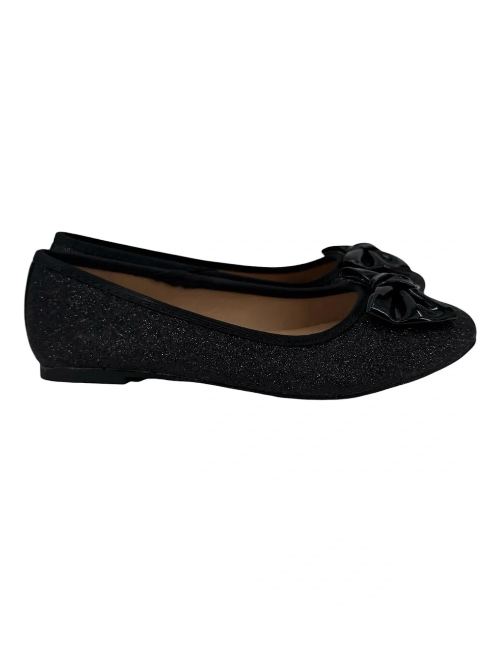 Nina Kids Girl’s Slip On Ballet Flats Size 13M Glitter Bow Sparkle Black